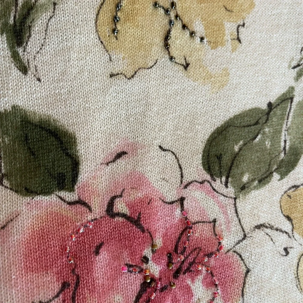 Alfred Dunner Floral Top with scalloped neckline and embellishments - Picture 4 of 6